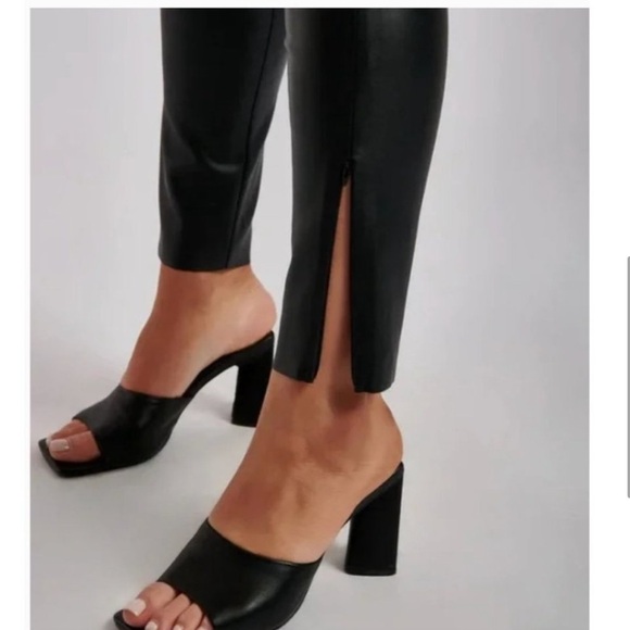 33. MESHKI Black Shayla Skinny Faux Leather Split Pant - Picture 2 of 16